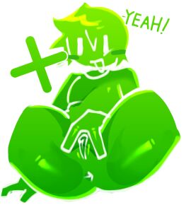 2d_(artwork) anus ass blush cuntboy cuntboy_focus cuntboy_only femboy fingering fingers genitals green_body hair intersex irougaki light_body male miiverse nintendo nude open_mouth open_pussy opening_pussy pussy solo tagme thick_thighs vhfd white_background yeah!_(miiverse)