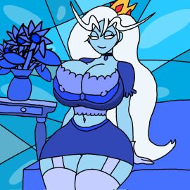 adventure_time big_ass big_breasts blue_skin breasts ice_queen_(adventure_time) voluptuous voluptuous_female white_hair