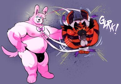 2pokemon anthro assisted_masturbation autofellatio balls bara beard belly big_belly black_body black_fur blue_eyes body_hair bondage bound bow_tie bulge chest_hair clothed clothing duo eeveelution facial_hair felid feline flexible front_view fur generation_6_pokemon generation_7_pokemon gloves hair handwear hi_res incineroar looking_at_viewer male male/male mammal masculine_male masturbation musclegut muscular muscular_anthro muscular_male nintendo nude oral oral_masturbation overweight overweight_anthro overweight_male pawpads penile penile_masturbation penis pink_body pink_fur pink_hair pokemon pokemon_(species) pokemon_only purplecider red_body red_fur restrained ribbon_bondage ribbons suspended_in_midair sylveon two-tone_body two-tone_fur underwear underwear_only white_body white_fur yaoi