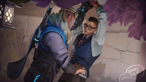 2boys 2humans 3d about_to_kiss chamber_(valorant) epic_games gay intense_stare intimate male male/male male_focus male_only nightin_galez outdoors sexual_tension sova_(valorant) under_clothes valorant yaoi