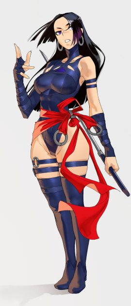 1girls big_hips female female_only fully_clothed large_hips long_hair marvel marvel_comics marvel_rivals psylocke psylocke_(sai)_(vengeance) simple_background solo_female tagme tbocart thick_thighs thighs x-men