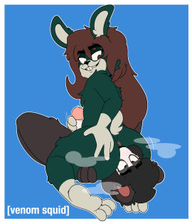 3_toes absurd_res anal animal_humanoid anthro anus ass ass_focus ass_grab ass_sniff ass_sniffing bare_shoulders bear big_ass big_butt blush bodily_fluids butt_focus butt_grab butt_sniffing digital_media_(artwork) duo erection facesitting feet femboy fingers fur genital_fluids genitals hair hand_on_ass hand_on_butt handjob handjob_while_facesitting hi_res humanoid humanoid_genitalia humanoid_penis interspecies lagomorph leporid looking_back male male/male mammal musk musk_clouds nose_to_anus nude oral penile penis precum rabbit rear_view rimming sex simple_background sitting_on_another smile sniffing sniffing_anus sniffing_ass sniffing_butt tail teeth thick_thighs toes venomsquid venomsquid_(character)