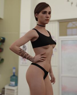 3d athletic athletic_female breasts busty crop_top cybertemptation ellie_(the_last_of_us) ellie_williams female female_focus female_only full_color hourglass_figure no_penetration panties pinup pinup_pose solo solo_female tagme the_last_of_us the_last_of_us_2 thong underboob wide_hips