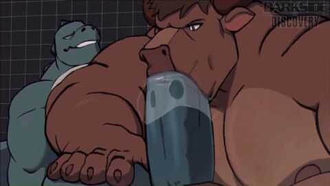 2d 2d_animation alligator animated balls big_balls big_penis blowjob bull darksideofdiscovery fat fellatio furry furry_gay furry_only gay gay_blowjob genital_fluids genitals homosexual homosexual_male male male/male male_only mammal muscles pecs penis penis_in_mouth sucking sucking_penis vein veiny_penis yaoi