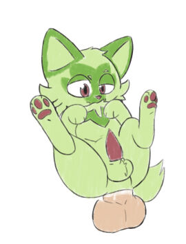 anal anal_sex animal_genitalia animal_penis ass balls domestic_cat duo erection felid feline feline_genitalia feline_penis felis feral feral_penetrated fur generation_9_pokemon genitals green_body green_fur heart_eyes heart_symbol hi_res human humanoid_genitalia humanoid_penis interspecies male male/male male_human male_on_feral male_on_human male_penetrated male_penetrating male_penetrating_feral male_penetrating_male mammal nintendo pawpads penetration penile penile_penetration penis penis_in_ass pokemon pokemon_(species) pokephilia sex simple_background sprigatito tail tierniwen white_background zoophilia