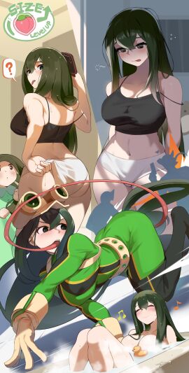 1girls 2024 absurdres alternate_breast_size ass ass_focus bath bathing bathroom bathtub blush breasts cleavage closed_eyes female female_human female_only frog_girl froppy goggles goggles_on_head green-haired_female green_eyes green_hair hero_outfit_(mha) highres human kopam large_breasts light-skinned_female light_skin long_hair long_tongue loose_clothes my_hero_academia nude nude_female solo steam superhero_costume superheroine tongue tongue_out tsuyu_asui underwear