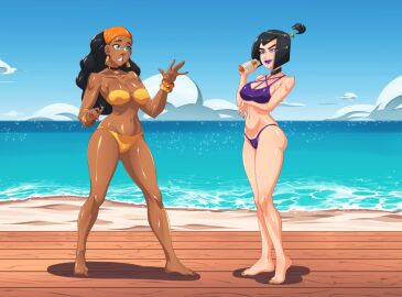 2girls african_female ass beach big_ass big_breasts breasts brown-skinned_female brown_body brown_skin bust busty chest curvaceous curvy curvy_figure danny_phantom dark-skinned_female dark_skin digital_media_(artwork) female female_focus goth goth_girl hips hourglass_figure huge_ass huge_breasts killer_lotion large_ass large_breasts legs light-skinned_female light_skin lotion mature mature_female nickelodeon omiiverse sam_manson slim_waist thick thick_hips thick_legs thick_thighs thighs valerie_gray voluptuous waist wide_hips