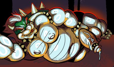 1boy accessory anthro armband balls big_balls big_penis bowser camera_flash cock_ring collar dragon fat fat_belly fat_male furry furry_male furry_only genitals hair harlequinkiller hybrid jewelry koopa legband male male_only mario_(series) moobs muscular muscular_male mythological_creature mythological_scalie mythology nintendo obese obese_male overweight overweight_male penis penis_accessory penis_jewelry red_hair reptile scalie selfie sharp_teeth solo spiked_armband spiked_collar spiked_legband spikes teeth tongue tongue_out