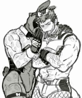 2boys abs adapted_costume animal_ears arm_hair beard bell belt bunnysuit cat_ears cat_tail chest_hair cigar collar crossdressing crossed_arms deadpool deadpool_&_wolverine_(2024) detached_collar dishing facial_hair fake_animal_ears fishnet_pantyhose fishnets gay gloves greyscale large_pectorals leotard male male_focus male_only male_playboy_bunny marvel marvel_cinematic_universe marvel_comics mask mature_male monochrome mouth_hold multiple_boys multiple_males muscular muscular_male neck_bell pantyhose pectorals rabbit_ears rabbit_tail short_hair tail wolverine_(x-men) wrist_cuffs x-men yaoi