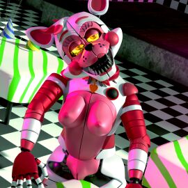 anthro dabadabadu female five_nights_at_freddy's five_nights_at_freddy's_2 funtime_foxy_(fnaf) furniture glowing glowing_eyes hi_res looking_at_viewer mangle_(fnaf) masturbation rubbing_pussy scottgames sister_location solo table vaginal_masturbation vaginal_penetration