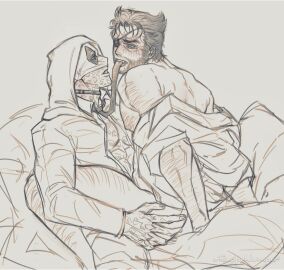 2boys blush clothed_sex deadpool deadpool_&_wolverine_(2024) eyepatch formal leg_hair looking_at_another male male_only marvel marvel_cinematic_universe marvel_comics mask mask_lift monochrome mouth_hold muscular muscular_male mutant_(marvel) mutate_(marvel) nipples pectorals rappelvide sex shirt short_hair straddling wolverine_(x-men) x-men yaoi