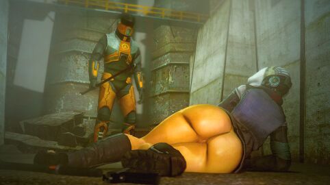 1boy 1girls 3d artist_request ass ass_focus big_ass boots bottom_heavy civil_protection_(half-life_series) civil_protection_female_(half-life_series) crowbar exposed_ass female gordon_freeman half-life_(series) half-life_2 hev_suit imminent_sex lambda_symbol male marvel_reference masked masked_female masked_male massive_ass outside pussy rogue_dat_ass_(meme) thick_ass thick_thighs