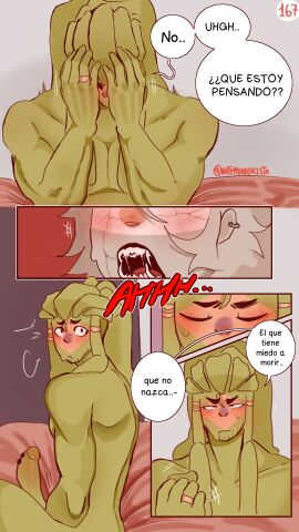 2boys argentina_(countryhumans) ashamed blush brazil_(countryhumans) comic comic_page comic_panel countryhumans couple demon devil_horns devil_tail dreadlocks erect_penis erection fangs gay horns incubus kinky_naty long_hair male male/male married_couple on_bed penis pierced_penis piercing piercings tail yaoi