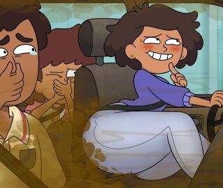 amphibia anne_boonchuy bee_boonchuy blue_sweater car dark-skinned_female dark-skinned_male dark_skin disney driving fart fart_cloud fart_fetish farting female holding_breath holding_nose jeans lifting_leg male mr._boonchuy mrs._boonchuy oum_boonchuy thomzone
