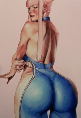 2d ass big_ass bubble_ass bubble_butt capcom female female_focus female_only manon_legrand pink_hair pinup pinup_pose pulling_panties shiwasu11 street_fighter street_fighter_6 tagme wide_hips