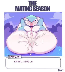 1girls after_sex after_vaginal alternate_version_available anus ass ass_bigger_than_head ass_focus big_ass big_breasts big_butt blue_hair breasts bubble_ass bubble_butt cum cum_between_thighs cum_in_ass cum_inside cum_on_lower_body cum_on_pussy cum_splatter curvaceous curvy curvy_figure english_text excessive_cum female female_only game_freak gardevoir heart heart-shaped_pupils horny horny_female huge_ass huge_breasts legs_behind_head looking_at_viewer mating_season mostly_nude nintendo pixzapix pokemon pokemon_(species) presenting presenting_hindquarters pussy pussy_juice solo solo_female tagme text thick_thighs voluptuous voluptuous_female wet_pussy