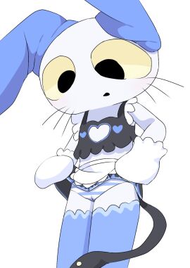 akaonokakao breasts chibi_style cuntboy cuntboy_with_breasts intersex maid oyasaioni9 sam_(teach_the_cat) skirt_lift teach_the_cat underboob