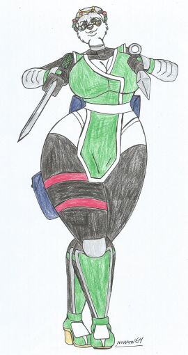 anthro big_breasts big_hips black_body black_fur breasts brown_nose cosplay earrings equipment female furry golden_eyes hair_clip hair_tied haruna_kisuki_(waifuland) high_heels katana kunai kunoichi looking_at_viewer marlon64 ninja_girl ninja_suit panda panda_girl silver_hair smiling_at_viewer solo_female traditional_drawing_(artwork) waifuland walking_in_on weapons white_background white_body white_fur