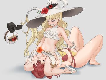 2girls alternate_costume anna_(fire_emblem) anna_(fire_emblem_awakening) armpits ball_(object) bangs bare_arms bare_legs bare_midriff bare_shoulders barefoot bellfonts bikini blonde_hair breasts camera cunnilingus eitri_(fire_emblem) face_sitting facesitting fangs female female_only filming fingering fingering_partner fingering_pussy fire_emblem fire_emblem_awakening fire_emblem_heroes flower hand_on_head hat hat_flower kneeling legs long_hair looking_down_at_partner medium_breasts midriff multiple_females multiple_girls nintendo official_alternate_costume on_back open_mouth oral oral_sex ponytail pussy red_eyes sandals sex shoulders small_breasts smile smiling swimsuit tri_tails vaginal_penetration very_long_hair white_bikini white_swimsuit witch witch_hat yellow_bikini yellow_hair yellow_swimsuit yuri