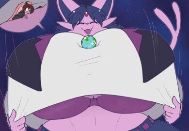 anthro anthro_only astronomical_hyper big_breasts breasts breasts_bigger_than_planet cleavage eeveelution espeon female furry giantess huge_breasts hyper_breasts knj_ex macro pokemon pokemon_(species) pokémon_(species) siftmacro siftmicro thick_thighs thighs_bigger_than_planet wide_hips