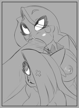 2girls 2girls1boy anythinggoes blowjob charlie_morningstar_(hazbin_hotel) female ffm_threesome hazbin_hotel lesbian_with_male male oral oral_sex orientation_play topless topless_female vaggie_(hazbin_hotel)