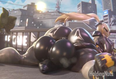 3d animated back_view bodysuit futa_only futanari gigantic_ass holdingnuts huge_ass huge_balls huge_cock sound tagme video