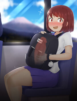 1futa 2024 backpack balls blush breasts brown_hair censored clothed clothing erection exhibitionism ftnranat futa_only futanari hair_ornament hiding_erection huge_cock human intersex light-skinned_futa light_skin masturbation mosaic_censoring mostly_clothed motion_lines open_mouth original_character penis red_eyes school_uniform serafuku shoko_haine_(ftnranat) short_hair sitting solo stealth_masturbation thick_penis x-ray