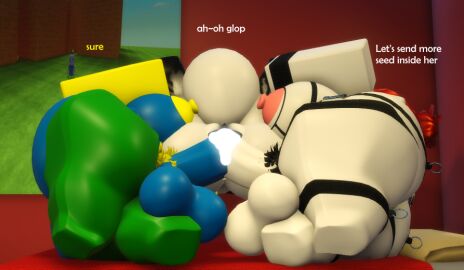 1girls 2futas 3d acorn_hair ass balls big_ass big_breasts big_penis black_hair breasts cum cum_in_pussy cum_inside cumflation dialogue double_insertion double_penetration double_vaginal english_text female futa_on_female futanari huge_balls huge_breasts huge_cock inflation intersex noob penetration penis penises_touching pussy roblox roblox_avatar robloxian text thick_thighs threesome white_body