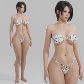 1girls 2024 3d ada_wong ada_wong_(adriana) areolae_slip arms bandeau_bikini barefoot big_breasts big_thighs bikini bikini_bottom bikini_top biohazard black_hair blush_makeup bored bored_expression breasts brown_eyes character_sheet covered_breasts covered_nipples ear_piercing ear_piercings earrings eyeshadow female female_only high-waisted_thong high_waisted_thong highly_detailed legs light_makeup lipstick makeup nail_polish navel overly_detailed_feet painted_nails painted_toenails pear-shaped pear_shaped pear_shaped_female pierced_ears realistic_textures resident_evil resident_evil_2 resident_evil_2_remake resident_evil_4 resident_evil_4_remake short_hair skindentation solo solonewty standing thigh_gap thighs tight_bra toenail_polish white_nail_polish