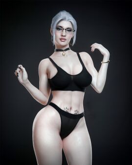 1girls 3d 3d_(artwork) 3rd_party_edit bimbo bimbo_lips black_cat_(insomniac) black_cat_(marvel) blue_eyes bracelet choker felicia_hardy female glasses hoop_earrings insomniac_games large_nipples long_nails marvel marvel_comics pale-skinned_female pale_skin paw_print ponytail see-through see-through_clothing see-through_panties see-through_top simple_background smug solo solo_female solo_focus spider-man_(series) stomach_tattoo supernovax tattoo thicc thong toned_stomach white_hair