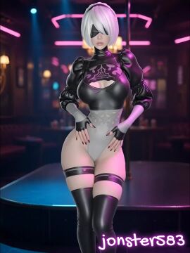 1girls 3d 3d_animation 3d_model ai_generated black_body dance dancer dancer_outfit hair_white jonster583 solo solo_female solo_focus tagme video yorha_2b