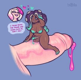 2futas areola balls balls_squish big_balls big_breasts big_penis biped bodily_fluids breasts cephalopod close-up colored_cum completely_nude cum dark-skinned_futa dark_skin duo english_text erection female futa_giantess futa_on_futa futa_only futanari genital_fluids genitals giantess heart_symbol humanoid humanoid_genitalia humanoid_penis implied_futa intersex keffotin large_breasts light-skinned_futa light_skin marina_(splatoon) marine micro micro_female micro_on_penis minifuta mollusk multicolored_body navel navel_piercing nintendo nipples nude nude_futa octarian octoling pearl_(splatoon) penis penis_size_difference piercing pink_cum signature simple_background sitting_on_penis size_difference smaller_futa smaller_humanoid smaller_intersex smooth_balls smooth_penis solo_focus splatoon text trans_woman transfem unusual_bodily_fluids unusual_cum unusual_genital_fluids vein veiny_penis