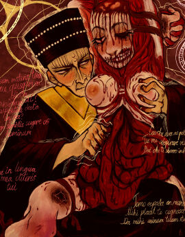 blush breasts dismemberment disturbing exposed_muscle extreme_gore fear_and_hunger female flayed gore groping groping_breasts guro guts horror intestines muscles necrophilia neznakomkav nosebleed uterus_(fear_and_hunger) valteil_(fear_and_hunger)