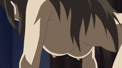 10s 1girls 2010 animated anime_screenshot black_hair bouncing_breasts breasts female haha_sange implied_sex koga_hanae large_breasts long_hair mature_female nipples nude