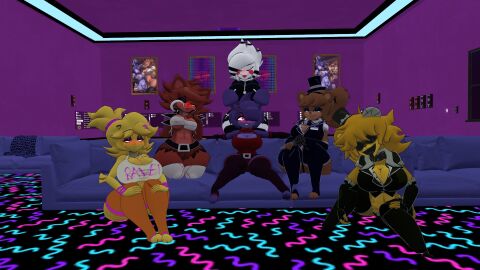 3d blush bondage bonfie bonfie_(cryptiacurves) bonnie_(cally3d) bonnie_(fnaf) cally3d chica_(cally3d) chica_(fnaf) chiku chiku_(cryptia) cryptiacurves female fexa five_nights_at_freddy's foxy_(cally3d) foxy_(fnaf) freddy_(fnaf) fredina's_nightclub fredina_(cally3d) frenni_fazclaire golden_freddy_(fnaf) golden_fredina_(cally3d) imaginary_ropes marie_(cally3d) marionette_(fnaf) puppet_(fnaf) type_0 vrchat