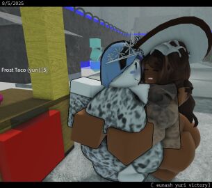 1futa 1girls 3d baronaces blue_hair blush breasts brown_body brown_hair dream_game eunoia female female_only fondling futanari groping groping_breasts groping_from_behind intersex nashatra_bealdhild request roblox roblox_game roblox_studio robloxian self_upload tagme tiara white_body yuri