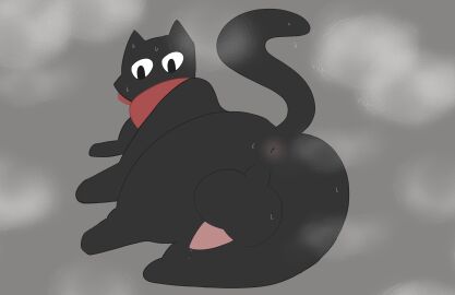 absurd_res anus ass balls bodily_fluids butt_focus cooldude782 domestic_cat felid feline felis feral genital_fluids genitals hi_res leaking leaking_precum looking_at_viewer lying male mammal musk musk_clouds nervous nichijou on_front precum presenting presenting_hindquarters raised_tail sakamoto_(nichijou) solo sweat sweatdrop sweaty_balls sweaty_butt sweaty_genitalia tail