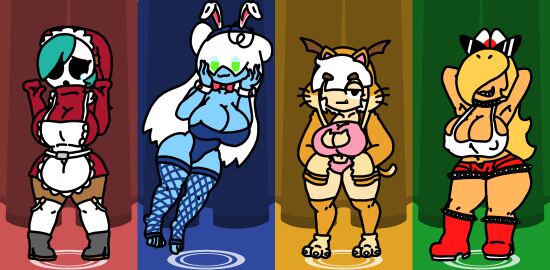 4girls armpits arms_behind_head arms_up big_breasts bikini boo_(mario) boo_girl_(minus8) boots bored bored_expression bowtie breasts bunny_ears bunnysuit cat_ears cat_girl cat_paws cat_tail catgirl catgirl_costume choker crying crying_with_eyes_open cyan_hair dressing_room erect_nipples eyelashes female female_focus female_only fishnet fishnet_legwear fishnet_stockings fishnets goomba goomba_girl hair_over_eyes hair_over_one_eye hidden_eyes hoodie huge_breasts koopa koopa_girl koopa_troopa leggings legokoopa_(artist) legwear long_hair maid maid_headdress maid_outfit maid_uniform mario_(series) mario_party mask multiple_females multiple_girls nipples paper_mario paws short_hair shorts shy_gal stockings sunglasses super_mario_3d_world super_mario_bros. sweater tail tear tearing_up tears thick_thighs top topwear turquoise_hair underwear whiskers white_hair yellow_hair