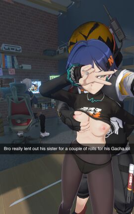 1girls 2024 2boys 3d belle_(zenless_zone_zero) bennett_(genshin_impact) blender breasts caption female gaming genshin_impact grabbing_breasts hand_covering_face hand_over_eye hollow_thug kachina_(genshin_impact) male mualani_(genshin_impact) netorare peace_sign qiqi_(genshin_impact) selfie sisterly_cuckold tagme vookak wise_(zenless_zone_zero) xinyan_(genshin_impact) zenless_zone_zero