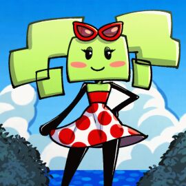 animated beach_clothes big_breasts big_nipples blush breast_expansion breast_growth breast_growth_(enlargement) breast_shrinking breasts casual_expansion casual_growth expansion eyelashes eyewear eyewear_on_head female green_body green_nipples green_skin growth humanoid mario_(series) mario_bros mimi_(paper_mario) mimi_(super_paper_mario) nintendo nipples paper_mario sachasketchy shrinking_breast solo sunglasses super_paper_mario twintails