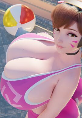 1girls 3d alternate_breast_size areola areolae blizzard_entertainment breasts breasts_bigger_than_head brown_eyes brown_hair cleavage d.va dropyuh_(artist) female female_focus gigantic_breasts hana_song human human_only hyper hyper_breasts korean long_hair massive_breasts overwatch overwatch_2 pink_shorts scrag_d.va shorts tagme top_heavy upper_body waist wide_hips