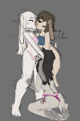 absurd_res anthro astraea_cunelli black_hair bodily_fluids brown_body brown_fur closed_eyes clothed clothed_anthro clothed_female clothed_sex clothing cunelli cunnilingus dripping eros_cunelli feeling_up female female/female fur grey_body grey_fur group hair heart_symbol hi_res holding_head holding_leg incest_(lore) kissing kneeling kneeling_on_ground kneeling_oral_position knock-kneed lagomorph leporid licking long_hair looking_pleasured looking_up looking_up_at_another looking_up_at_partner mammal oral pussy rabbit saliva saliva_drip saliva_on_face sex shaking sibling_(lore) sloppy_kiss standing standing_on_toes standing_sex tan_body tan_fur terra_cunelli thong tiptoes tongue topless topless_female tremble_spikes trembling trio twincest_(lore) twins_(lore) underwear underwear_only vaginal_penetration white_body white_fur