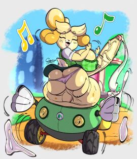 animal_crossing anthro ass ass_cleavage ass_crack ass_focus backboob balls big_ass big_butt biped blonde_hair bodily_fluids breasts butt_crack canid canine canis carlos_jurado_cartoons cleavage closed_eyes clothed clothing cum detailed_background domestic_dog fti_crossgender futa_only futanari genderswap genderswap_(fti) genital_fluids genitals hair hi_res huge_ass huge_balls huge_breasts huge_cock hyper hyper_balls hyper_genitalia hyper_penis intersex isabelle_(animal_crossing) looking_back mammal mario_kart nintendo no_bra open_mouth outside panties penis public public_exposure public_nudity revealing_clothes rule_63 shih_tzu sideass smile solo thick_thighs toy_dog underass underwear yellow_body