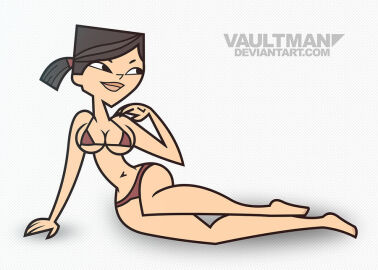 1girls accurate_art_style artist_name bikini black_hair brown_bikini female heather_(tdi) swimsuit total_drama_island vaultman