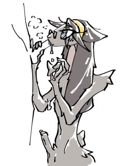 absurd_res accessory anthro balls big_penis blue_eyes blush bodily_fluids breath brown_body clothing cum cum_in_mouth cum_inside duo erection eyewear fellatio femboy floppy_ears foreskin fur genital_fluids genitals glasses gloves hair handjob handwear happy headband heart_eyes heart_symbol hi_res lagomorph legwear leporid long_ears lop_ears male male/male male_penetrating mammal max_(mealhead) mealhead nervous nipples nude oral penetration penile penis precum rabbit sex simple_background slim smile standing tail tall thigh_highs uncircumcised