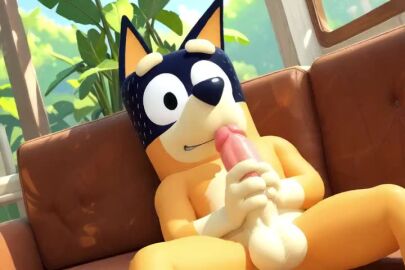 1furry ai_generated bluey_(series) cum cum_explosion cumshot furry furry_only futanari handjob jerking jerkingoff masturbation no_sound penis semen solo tagme video