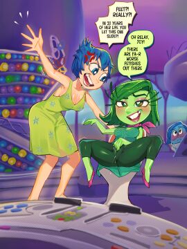 2024 2d 3girls angry annoyed blue_body blue_eyes blue_hair blue_skin dialogue diforland disgust_(inside_out) disney female fingering fingering_through_clothes flats full_color fully_clothed green_body green_hair green_skin high_quality high_resolution highres inside_out inside_out_2 joy_(inside_out) masturbation masturbation_through_clothing multiple_females multiple_girls no_penetration pixar sadness_(inside_out) shoes short-haired_female short_hair spread_legs spreading tagme text trio trio_focus yellow_body yellow_skin