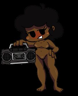 animated bare_shoulders barefoot blush boombox breasts carol_(bbpanzu) dark_skin female friday_night_funkin horny pussy shiny_skin stalker8018