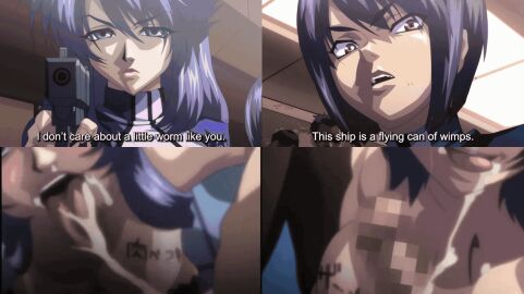 2girls 4koma animated animated_gif anime_screencap arrogant before_and_after black_hair bouncing_on_penis breasts closed_eyes cum cum_on_tongue dark-skinned_male dark_skin degradation degradation_text disheveled fat_male female gif instant_loss kangoku_senkan lieri_bishop light-skinned_female light_skin long_hair male mosaic_censoring multiple_boys multiple_males murakami_teruaki naked naomi_evans paizuri penis personality_change purple_hair riding_penis short_hair submissive tan_body tongue tongue_out