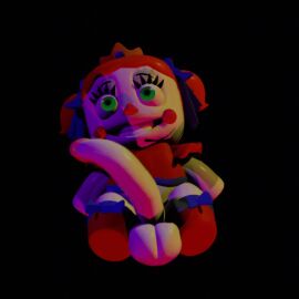 3d animate_inanimate animated baby_(fnafsl) circus_baby circus_baby_(fnaf) clown clown_girl female five_nights_at_freddy's futa_only futanari green_eyes intersex justaperson_queendom pearlnsfw penis penis_sway plush_baby plush_princess_(justaperson) plushie solo